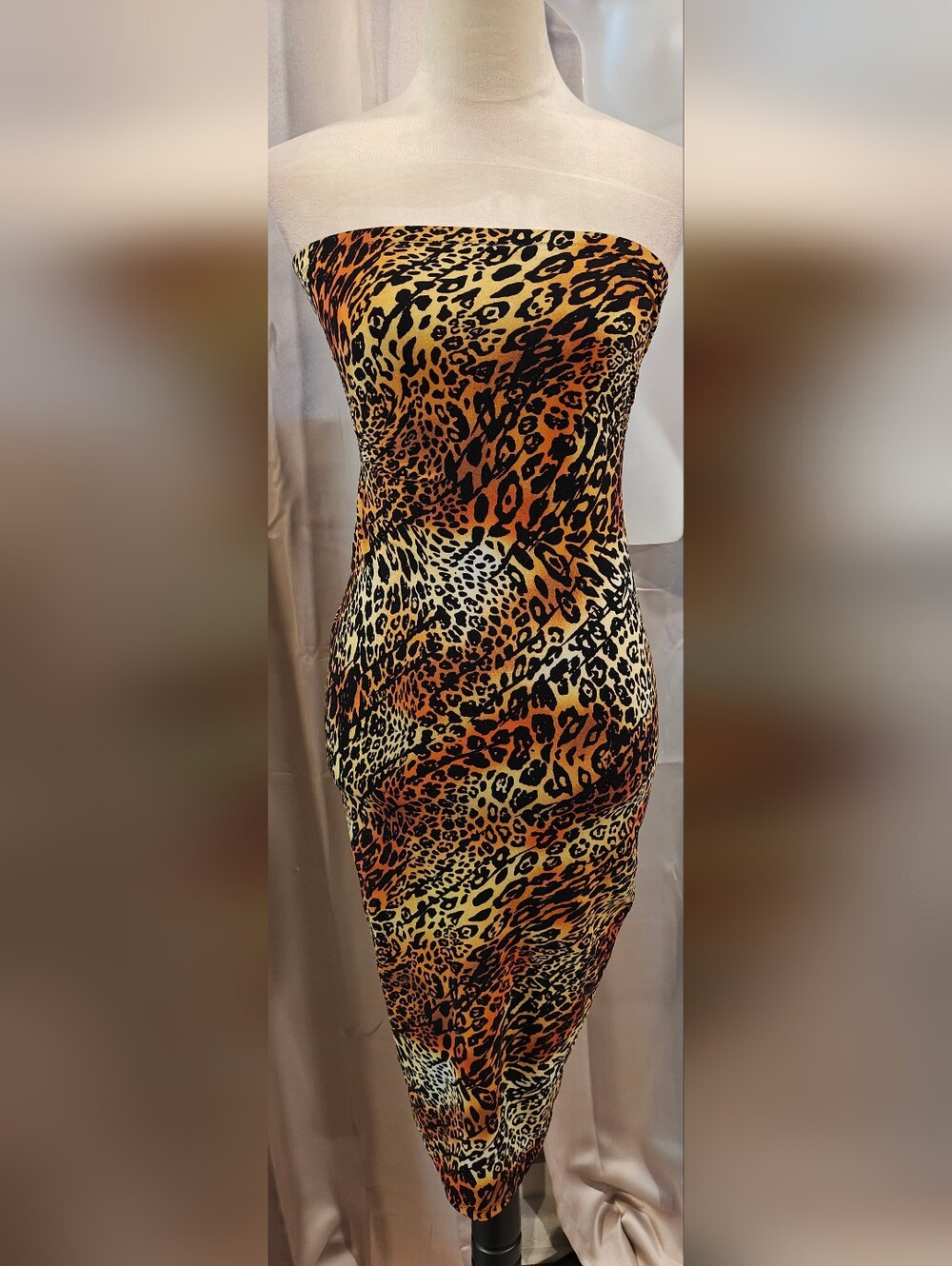Y2K Absolutely ❤️ It!! Leopard Cheetah Print Strapless Bodycon Tube Dress.